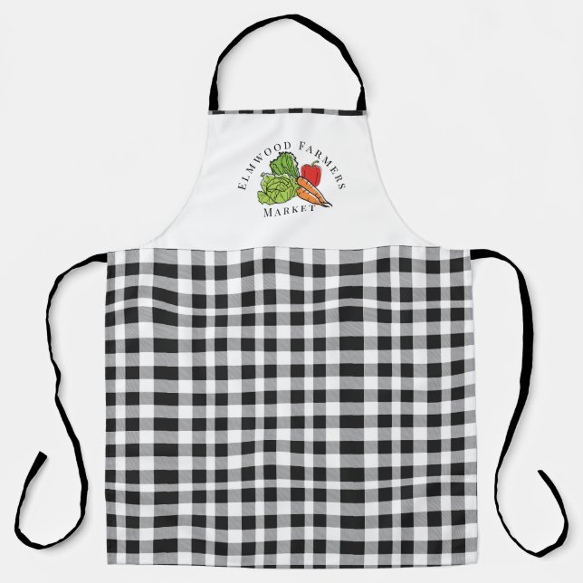 Custom Black White Vegetable Farmers Market Apron (Front)