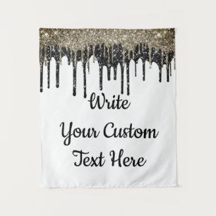 Custom Black White Wedding Photo Booth Backdrop Tapestry
