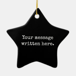 Custom Black White Your Message Personalized Star Ceramic Tree Decoration