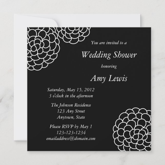 Custom Black & Whte Wedding Shower Invitation (Front)