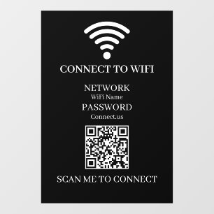 Custom Black WiFi QR Code   Internet Access  Window Cling