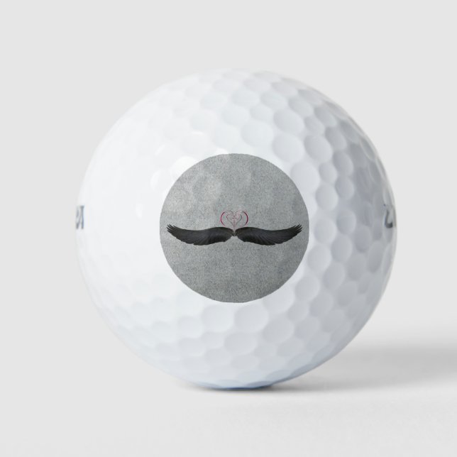 Custom black wings heart golf balls (Front)
