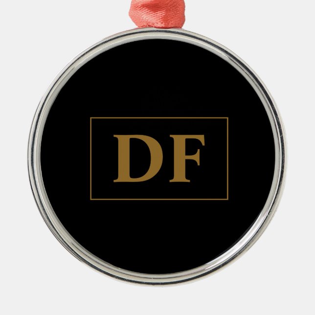 Custom Black With Gold Initials Metal Tree Decoration (Front)