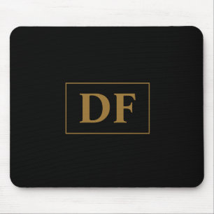 Custom Black With Gold Initials Mouse Mat