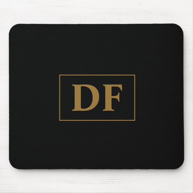 Custom Black With Gold Initials Mouse Mat (Front)
