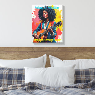 Custom Black Woman Guitarist Art Inspirational Canvas Print