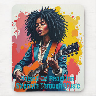 Custom Black Woman Guitarist Art Inspirational Mouse Mat
