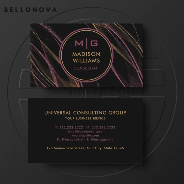 Custom Black Yellow Purple Glitter Professional Business Card (Custom Black Yellow Purple Glitter Professional Business Card)