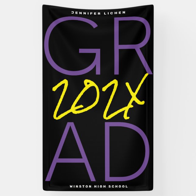 CUSTOM | Black Yellow Purple White | COLLEGE Banner (Vertical)