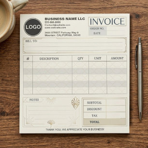 Custom Blank Business Invoice Order Bill Form Logo Notepad