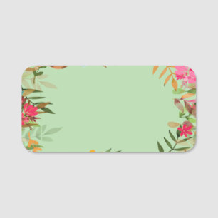 Custom Blank Floral Design Name Tag