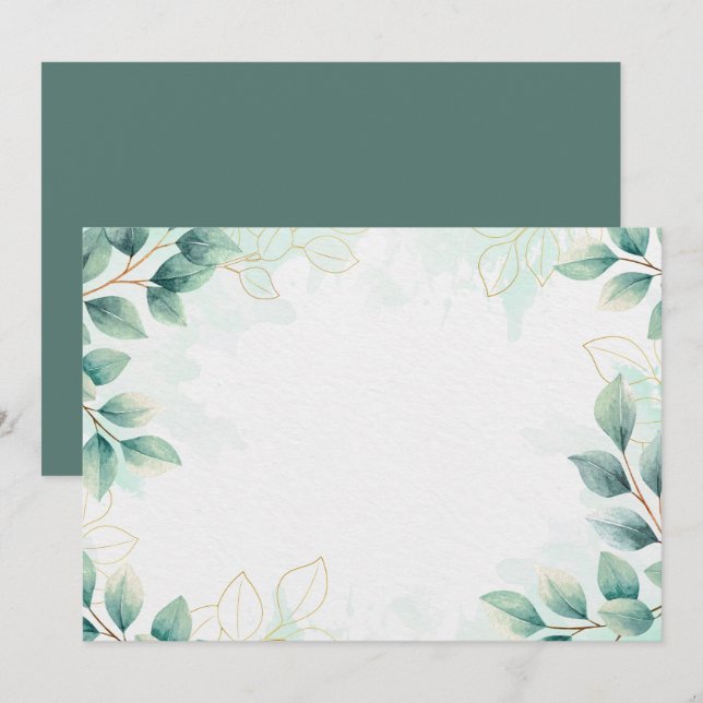 Custom Blank Green Leaves Save The Date (Front/Back)