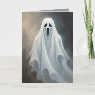 Custom Blank Halloween | Cute Sheet Ghost Design Card