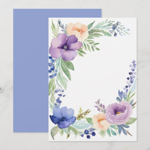 Custom Blank Purple Blue Floral Save The Date