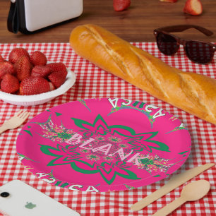 Custom Blank Quote Pink Floral Paper Plates