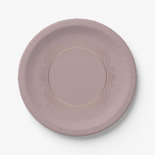 Custom Blank Template Trendy Elegant Rose Gold Paper Plate
