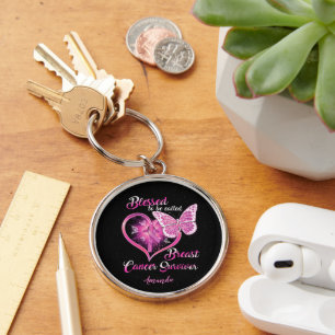 Custom Blessed to be Called Breast Cancer Survivor Key Ring
