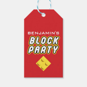 Custom BLOCK PARTY Colorful Bricks Toy Builder Gift Tags