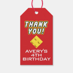 Custom BLOCK PARTY Colourful Bricks Thank You Gift Tags
