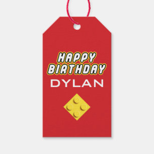 Custom BLOCK PARTY Colourful Bricks Toy Builder Gift Tags