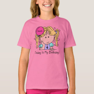 Custom Blonde Girl With Balloon Birthday T-shirt
