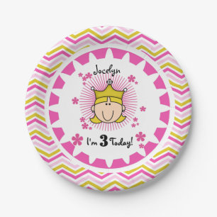 Custom Blonde Princess 3rd Birthday Paper Plates