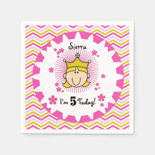 Custom Blonde Princess 5th Birthday Paper Napkins