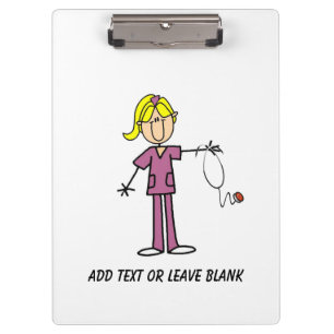 Custom Blonde Stick Figure Nurse Clipboard
