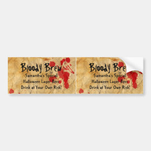 Custom Bloody Brew Beer Bottle 2up Bumper Labels