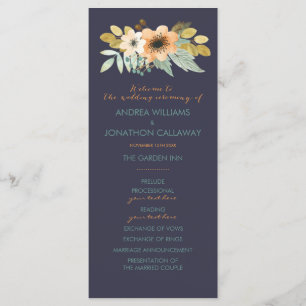Custom Blooming Watercolor Wedding Program Programme