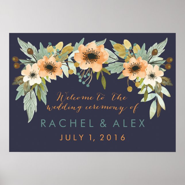 Custom Blooming Watercolor Welcome Poster (Front)