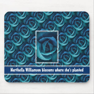 Custom BLOSSOMS WHERE SHE'S PLANTED Blue Rose Mouse Mat
