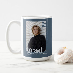 Custom Blue 2026 Photo Graduation Coffee Mug