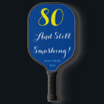 Custom Blue 80th Birthday Pickleball Racquet  Pickleball Paddle<br><div class="desc">This paddle makes a perfect birthday gift for the active person who is young at heart.  You can customise the number of years,  the text,  and add your initials or name to the paddle.  

What a wonderful surprise!</div>