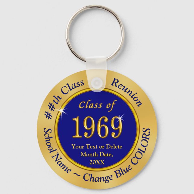 Custom Blue and Gold Class of 1969 Party Favours Key Ring (Front)
