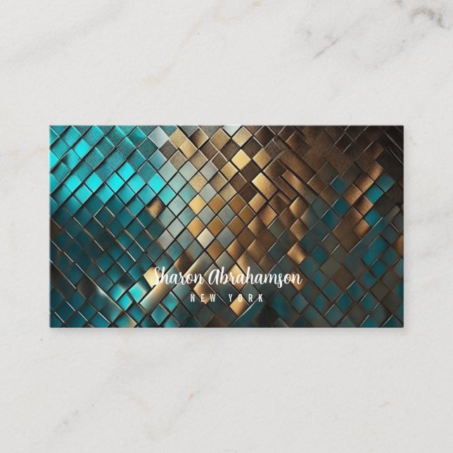 Custom Blue and Gold Dragon Scales Business Card (Front)