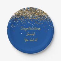 Custom Blue and Gold Graduation Party Glitter