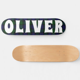 custom blue and green Scottish tartan checkerboard Skateboard