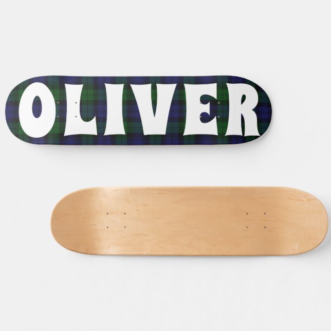 custom blue and green Scottish tartan checkerboard Skateboard (Horz)