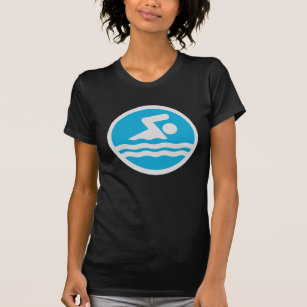 Custom Blue and White Swim Decal T-Shirt