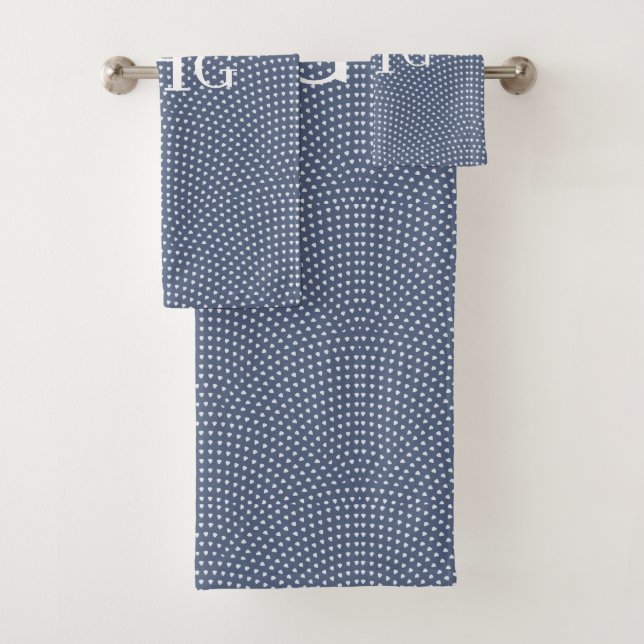 Custom blue arches with white dots Towel set (Insitu)