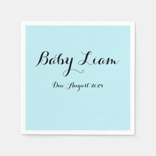 custom blue baby shower napkins for boys (Front)
