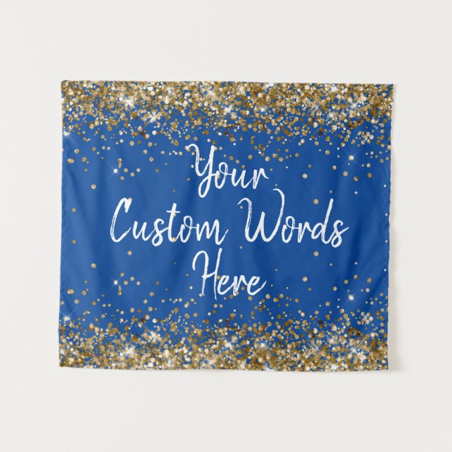 Custom Blue Backdrop Birthday Party Photo Booth Tapestry (Front (Horizontal))