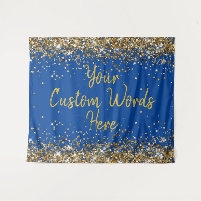 Custom Blue Backdrop Birthday Party Photo Booth Tapestry (Front (Horizontal))
