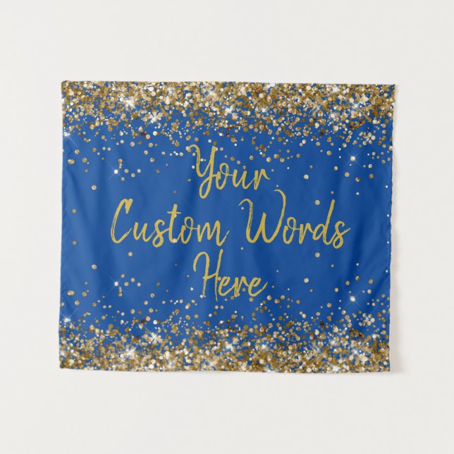 Custom Blue Backdrop Birthday Party Photo Booth Tapestry (Front (Horizontal))