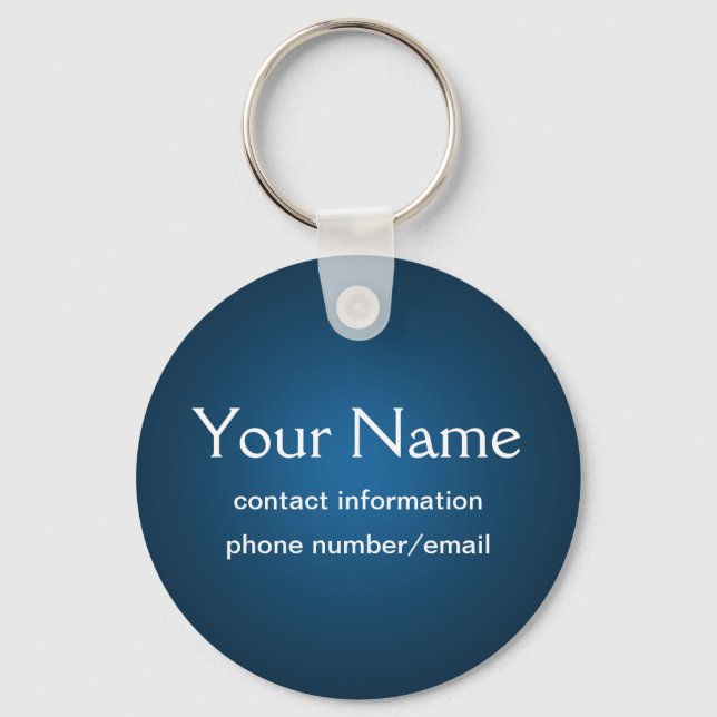 Custom Blue Basic Keychain Text Template (Front)