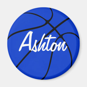 Custom Blue Basketball Round Fridge Magnet