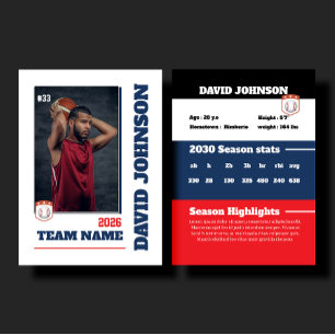 Custom Blue Basketball Trading Card Player Profile