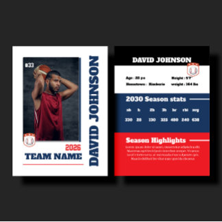Custom Blue Basketball Trading Card Player Profile