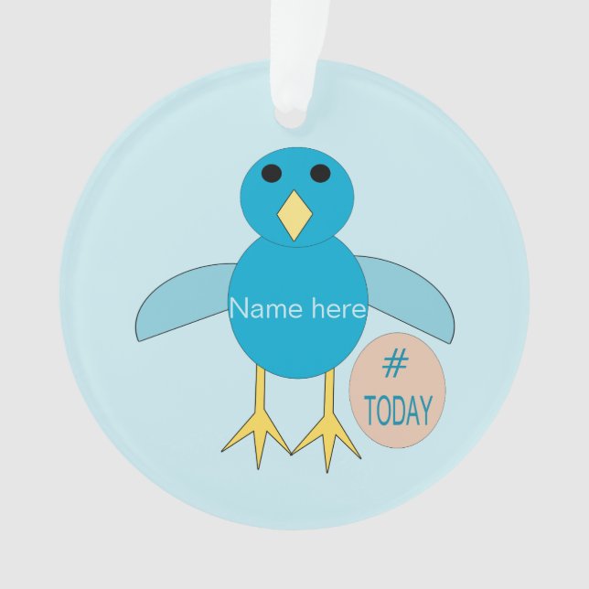 Custom Blue Birthday Boy Chick Acrylic Ornament (Front)